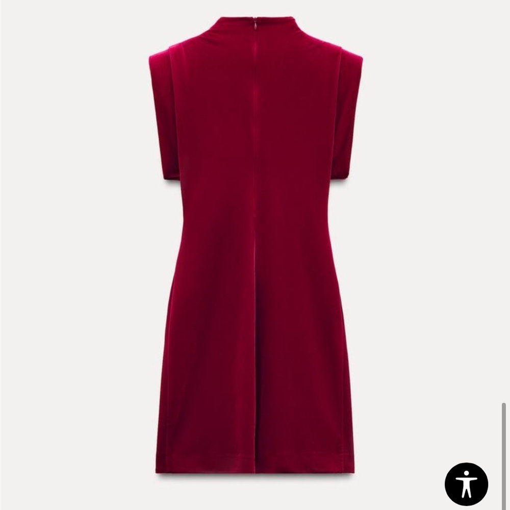 Zara NWT red velvet shoulder pad mini dress 0036/185 - Picture 8 of 14